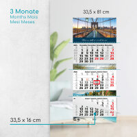 Timr 3-Monatskalender 2026 Bilder - Wandkalender 3 Monate mit Schieber zum Aufhängen - Bildkalender 6 Motive zum wechseln - 81 cm - mehrsprachig D GB F E - tr336