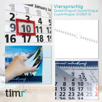 Timr 3-Monatskalender 2026 Bilder - Wandkalender 3 Monate mit Schieber zum Aufhängen - Bildkalender 6 Motive zum wechseln - 81 cm - mehrsprachig D GB F E - tr336
