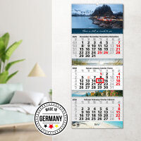 Timr 3-Monatskalender 2026 Bilder - Wandkalender 3 Monate mit Schieber zum Aufhängen - Bildkalender 6 Motive zum wechseln - 81 cm - mehrsprachig D GB F E - tr336
