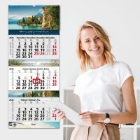 Timr 3-Monatskalender 2026 Bilder - Wandkalender 3 Monate mit Schieber zum Aufhängen - Bildkalender 6 Motive zum wechseln - 81 cm - mehrsprachig D GB F E - tr336
