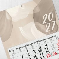 Timr 4-Monatskalender 2027 - Wandkalender 4 Monate mit Schieber - 90 cm Viermonatskalender mehrsprachig D/GB/F/ES I Motiv Beige I tr431