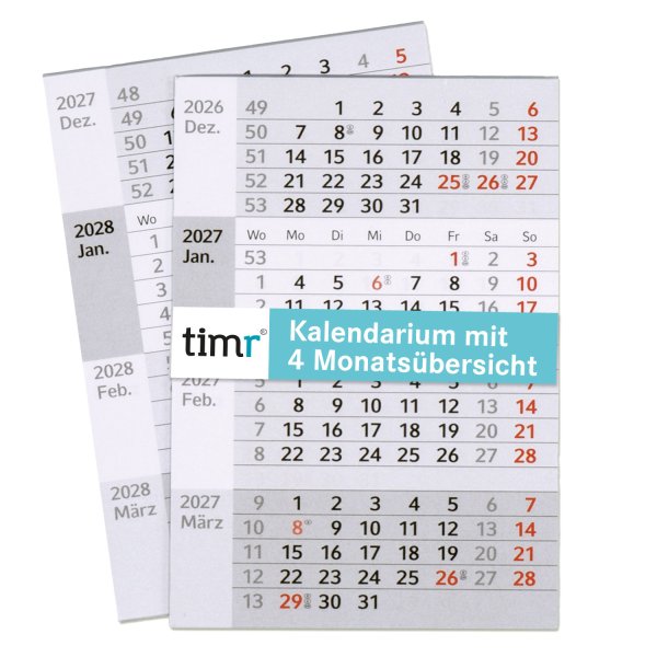 Timr 4 Monate Ersatz Kalendarium 2027 und 2028 magnetisch I Für Tischkalender aus Edelstahl in gebürsteter Optik Geschenkidee für Freunde Familie I tr233