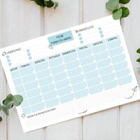 Monatsplaner undatiert I DIN A4 I 50 Blatt I Blau I Block zum beschriften und Abreißen I Wochen-planer Tagesplaner Organizer Planung aus Papier Vordruck I dv530