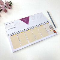 Tischkalender Wochenplaner Jahresunabhängig im Boho Style I 10,5 x 29,7 cm bunt I ohne Datum I 1 Woche 2 Seiten I dv227