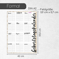 XL Geburtstagskalender A2 jahresunabhängig immerwährend I Wandkalender Plakat Poster I Motiv Typo Grafik Beige I dv538