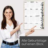XL Geburtstagskalender A2 jahresunabhängig immerwährend I Wandkalender Plakat Poster I Motiv Typo Grafik Beige I dv538