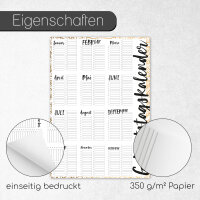 XL Geburtstagskalender A2 jahresunabhängig immerwährend I Wandkalender Plakat Poster I Motiv Typo Grafik Beige I dv538