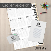 XL Geburtstagskalender A2 jahresunabhängig immerwährend I Wandkalender Plakat Poster I Motiv Typo Grafik Beige I dv538
