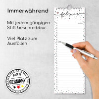 Geburtstagskalender Konfetti-Motiv I Spiralbindung 105 x 297 mm I jahresunabhängig I Dauerkalender für Frauen, WG, Büro die ganze Familie I dv_665