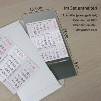 Timr Tischkalender zum Aufstellen aus Edelstahl I Landschafts-Motive I Für 2 Jahre 2027/2028 I 3-Monats-Kalender Block Magnet I Mehrsprachig D/GB/F I Silber matt klein I tr082