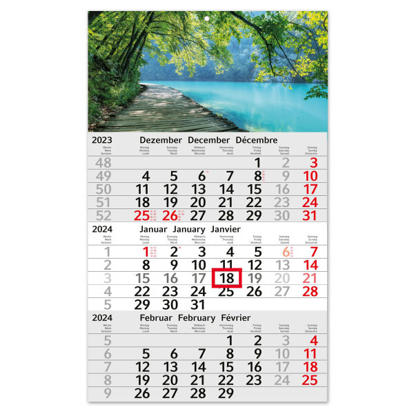 3-Monatskalender 2024 See I Wandkalender 3 Monate Einblatt I 30 x 49 cm I mehrsprachig Jahresplaner mit Schieber I Kroatien I tr_195