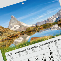 4-Monatskalender 2024 Bergsee I Wandkalender 4 Monate I 33 x 90 cm I mehrsprachig I Jahresplaner mit Schieber Mehrblatt-Kalender I tr_182