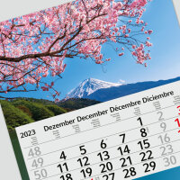 3-Monatskalender 2024 Kirschblüten in Japan I Wandkalender 3 Monate I 33 x 70 cm I Rosa mehrsprachig Jahresplaner mit Schieber I tr_172