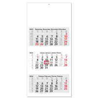 3-Monatskalender 2024 Weiß I Wandkalender 3 Monate I 33 x 70 cm I D / GB / F / ES I mit Schieber I Mehrblatt-Kalender Blanko I tr_230